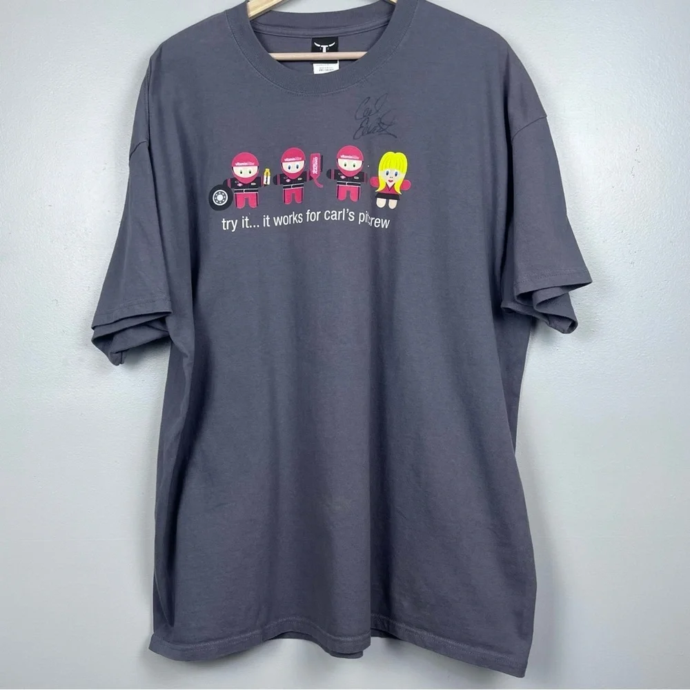 Carl Edwards Signed #99 Vitamin Water Racing Gray Pitcrew Shirt Size 2XL; NASCAR
